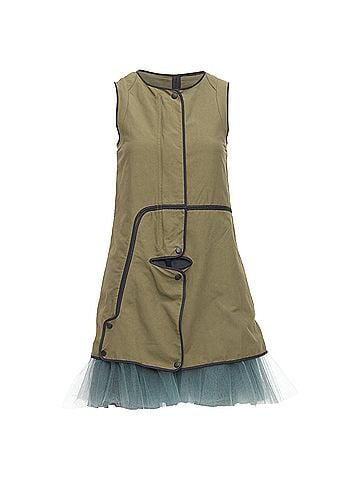 MARNI MARNI 2011 khaki utility cutout vest green tulle hem mini dress IT36 XXS (view 1)