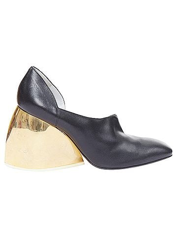 Loewe Loewe gold curved heel black leather slip on heeled shoes EU39 (view 1)