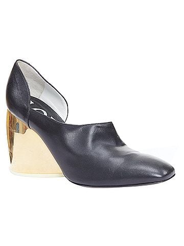 Loewe Loewe gold curved heel black leather slip on heeled shoes EU39 (view 2)