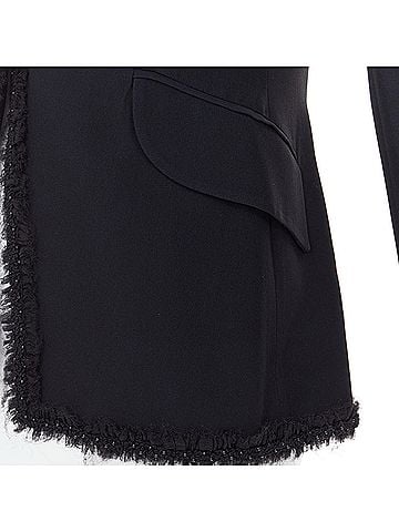 Alexander McQueen ALEXANDER MCQUEEN 2011 black beaded ruffle collar fitted blazer jacket IT40 S (view 2)