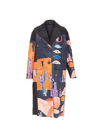 Prada PRADA 2017 Runway Vendemiaire orange black pop art coat IT38 XS Anna Wintour (view 1)