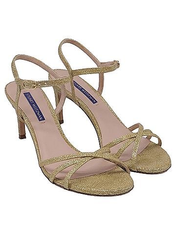 Stuart Weitzman  Stuart Weitzman Starla 80 Ankle Strap Sandals in Gold Glitter (view 2)