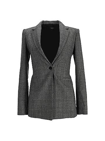 Theory Theory Single-Breasted Plaid Slim-Fit Blazer in Grey Wool (view 1)
