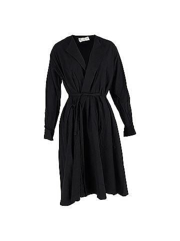 Yohji Yamamoto  Yohji Yamamoto Wrap Midi Dress in Black Cotton (view 1)