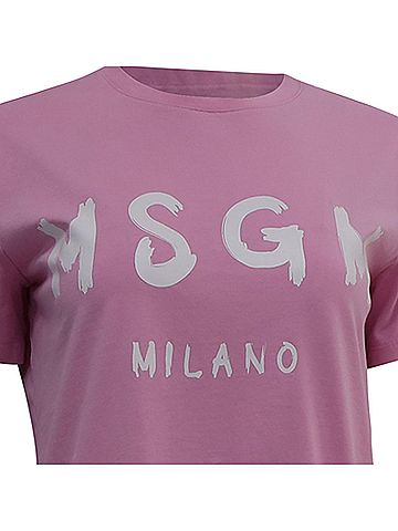 MSGM MSGM Logo-Print T-Shirt in Pink Cotton (view 2)