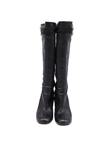 Gucci Gucci Interlocking G Heeled Knee-High Boots in Black Leather (view 2)