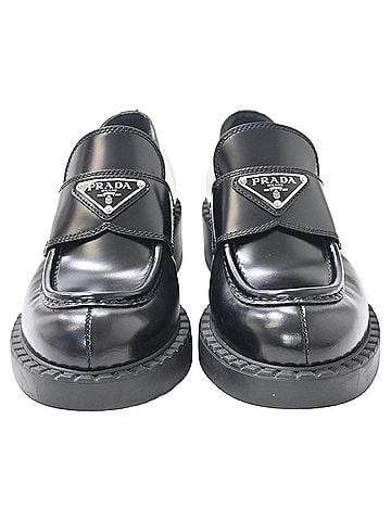Prada Prada Brushed Platform Loafers in Black Leather (view 2)