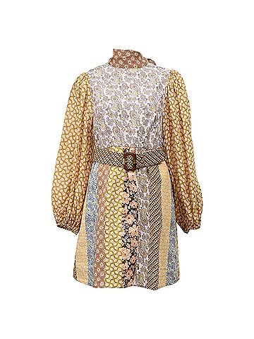 Zimmermann  Zimmermann Belted Printed Mini Dress in Multicolor Linen (view 1)
