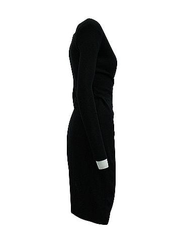Balmain Balmain Asymmetric Wrap Dress in Black Wool (view 2)