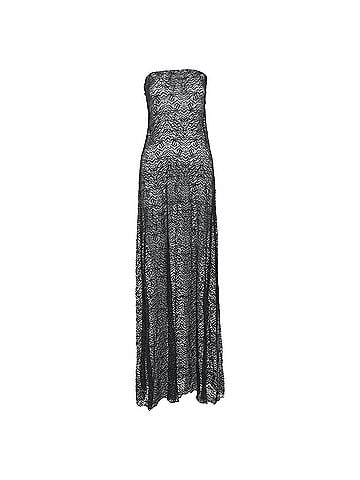 Beaufille BEAUFILLE Anise black sheer stretch nylon lace knit strapless long dress M (view 1)