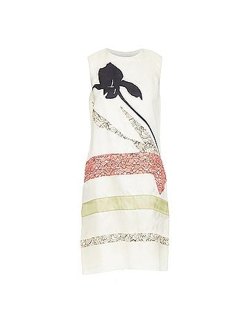 Christian Dior DIOR Raf Simons 2014 Runway silk ivory black floral applique shift dress FR36 S (view 1)