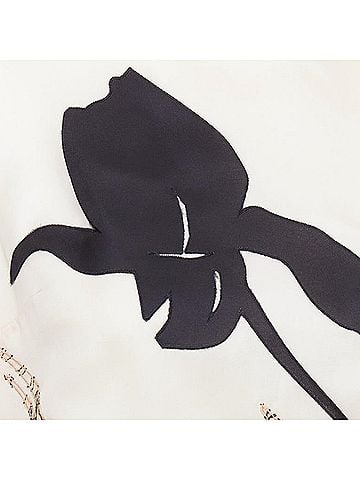 Christian Dior DIOR Raf Simons 2014 Runway silk ivory black floral applique shift dress FR36 S (view 2)