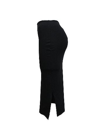 Joseph Joseph Knitted Midi Fitted Skirt with Slit in Black Polyester  (view 2)