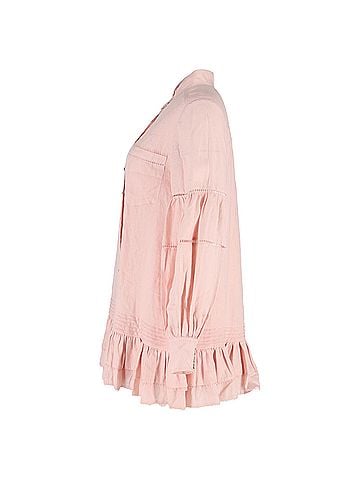 Aje. Aje Lotus Shirt Mini Dress in Pink Linen (view 2)