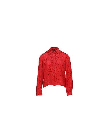 Miu Miu Miu Miu Polka Dot Blouse with Ruffles in Red Silk (view 1)