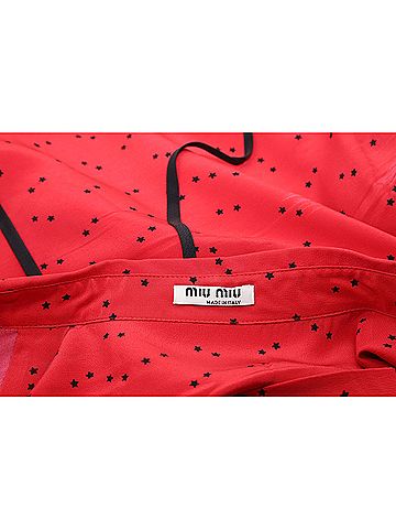 Miu Miu Miu Miu Polka Dot Blouse with Ruffles in Red Silk (view 2)