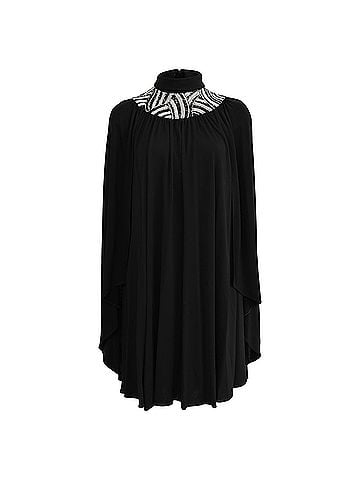 Saint Laurent Saint Laurent Embellished Cape Dress in Black Viscose (view 1)
