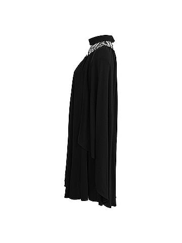 Saint Laurent Saint Laurent Embellished Cape Dress in Black Viscose (view 2)