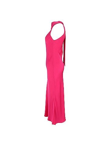 Galvan Galvan Sienna Sleeveless Turtleneck Bow-Back Dress In Pink Satin (view 2)