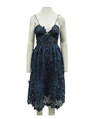 Self-Portrait Blue Lace Cocktail Dress (view 2)