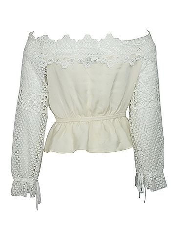 Self-Portrait Self Portrait Off the Shoulder Top in White Polyester (view 2)