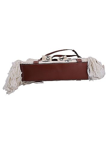 Chloé Chloé Small Woody Knit Fringe Tote Bag in White Recycled Cotton (view 2)