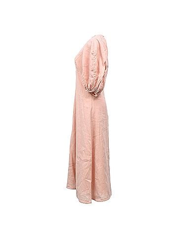 Zimmermann Zimmermann V-neck Midi Dress in Pink Linen (view 2)