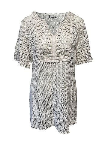 Miguelina Miguelina Cocktail Lace Dress in White Cotton (view 1)