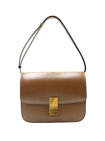 Céline Celine Medium Box Bag in Brown Calfskin Leather (view 1)