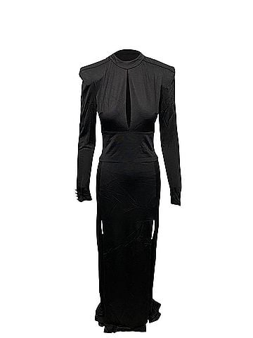 Balmain Balmain Cut Out Dress with Side Slit in Black Viscose  (view 1)