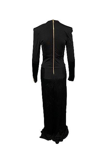 Balmain Balmain Cut Out Dress with Side Slit in Black Viscose  (view 2)
