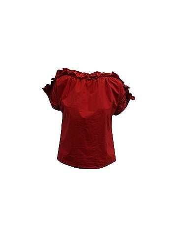 MSGM MSGM Frilled Top in Red Cotton (view 1)