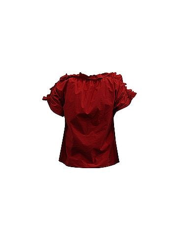 MSGM MSGM Frilled Top in Red Cotton (view 2)