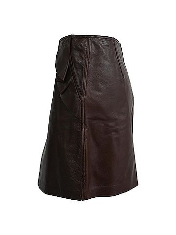 Sandro Sandro Ruffle Accent Mini Skirt in Brown Leather (view 2)