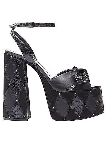 Saint Laurent Saint Laurent Paige Runway black patchwork stud platform sandals (view 1)