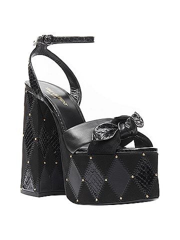 Saint Laurent Saint Laurent Paige Runway black patchwork stud platform sandals (view 2)