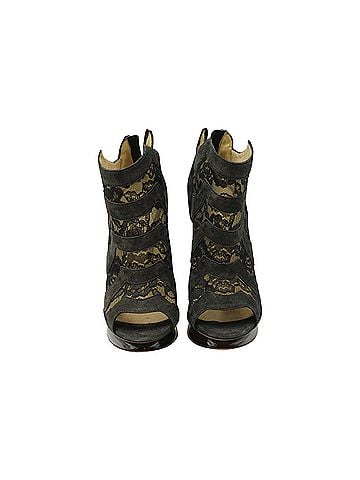 Nicholas Kirkwood Nicholas Kirkwood Open Toe Lace Ankle Boots in Black Suede (view 2)