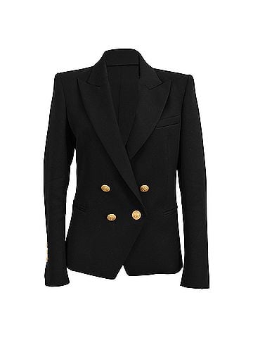 Balmain Pierre Balmain Double-Breasted Blazer in Black Wool (view 1)