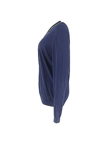 HUGO BOSS Boss V-Neck Sweater in Navy Blue Cotton (view 2)