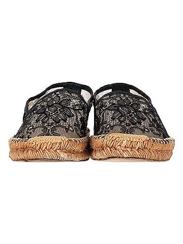 Dolce & Gabbana Dolce & Gabanna Lace Espadrille Flats in Black Canvas  (view 2)