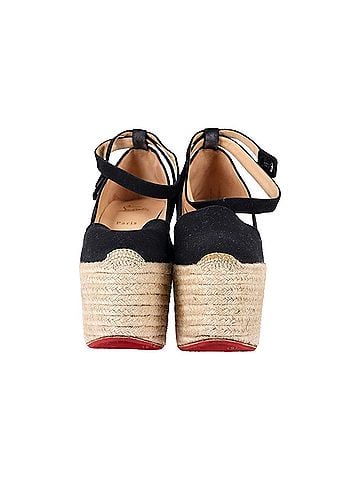 Christian Louboutin Christian Louboutin Dehia Espadrille Platform Wedge in Black Canvas (view 2)
