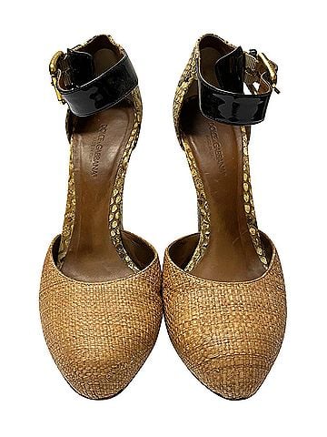 Dolce & Gabbana Dolce & Gabbana Animal Print D'Orsay Pumps in Beige Leather (view 2)