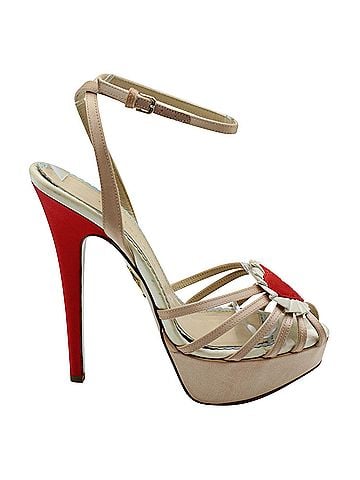 Charlotte Olympia Charlotte Olympia Forever Heart Platform Sandals in Peach Satin (view 1)