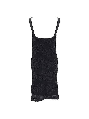 Jil Sander JIL SANDER black floral cloque applique sheer overlay bias dress FR38 M (view 2)