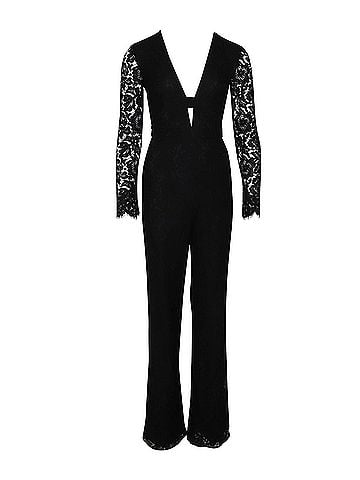 Diane von Furstenberg Diane Von Furstenberg Kyara Tux Lace Jumpsuit in Black Cotton (view 1)