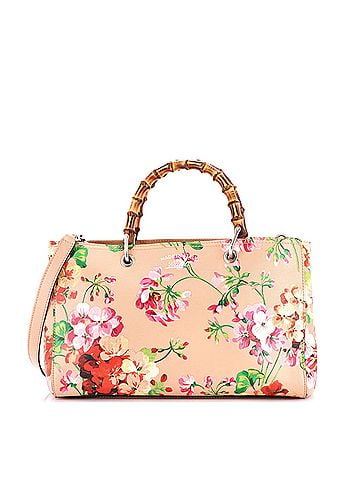 Gucci Bamboo Shopper Tote Blooms Print Leather Medium (view 1)