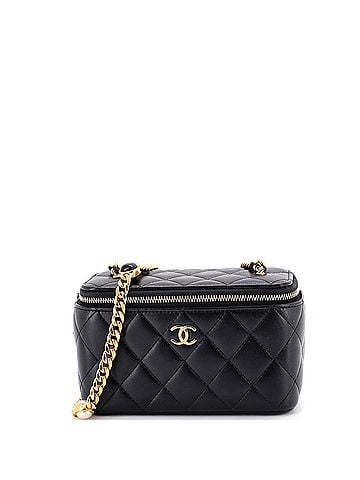 Chanel Classic Vanity Case with Resin Pearl Chain Quilted Lambskin Small (view 1)