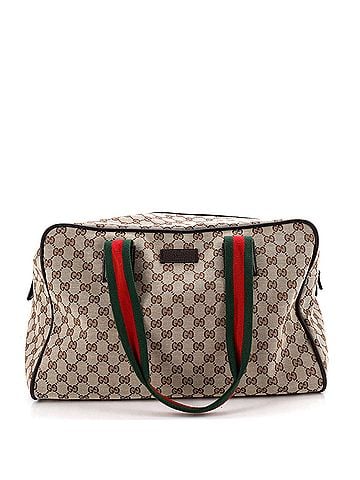Gucci Web Carry On Duffle Bag GG Canvas with Leather Medium (view 1)