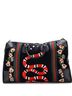 Gucci 100% Canvas Plain Black Needlepoint Web Weekender Bag Embroidered Canvas Large One size - photo 4