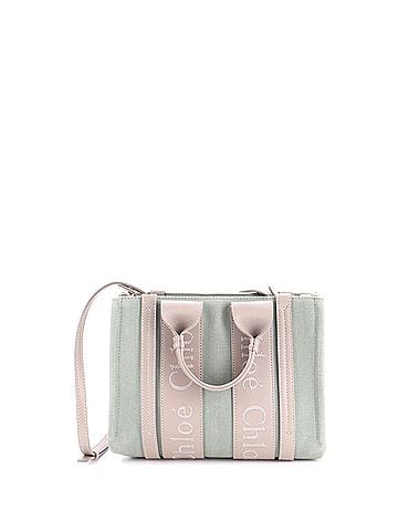 Chloé Woody Convertible Tote Linen and Leather Small (view 1)